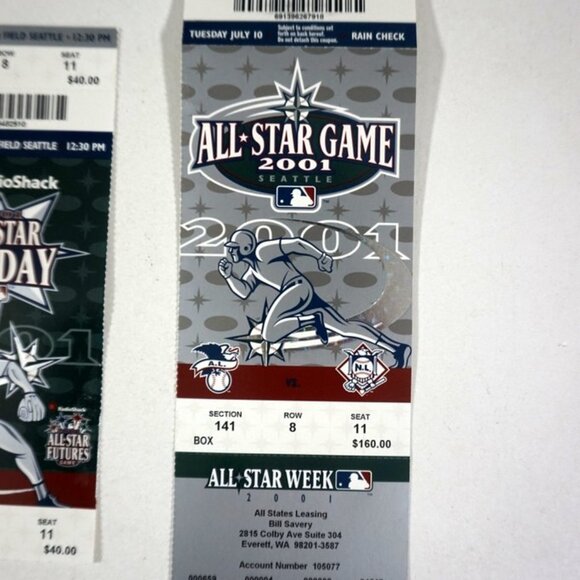 2001 SEATTLE MLB ALL STAR GAME HOME RUN DERBY MLB BASEBALL TICKET STUBS ALL WEEK - Picture 6 of 7